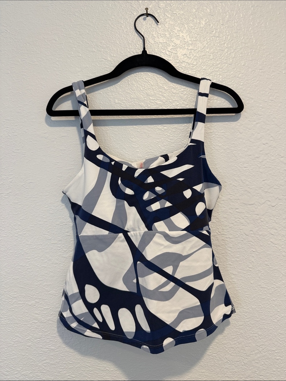 FP Movement by Free People Navy and White Abstract Scoop Neck Camisole